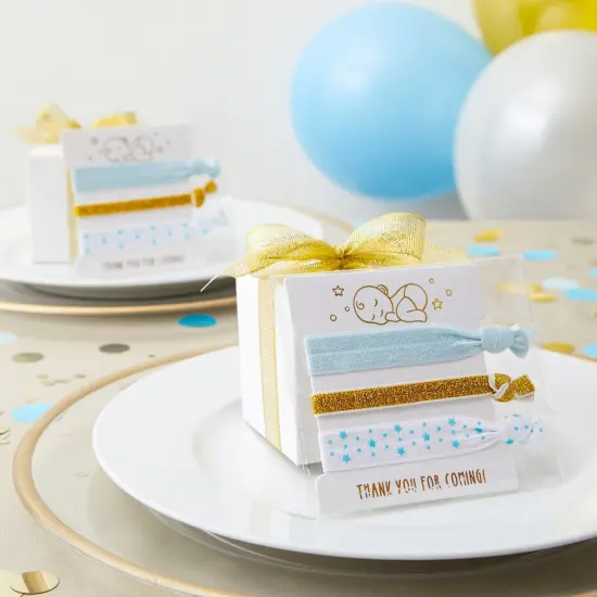 24 Pack Elastic Hair Ponytail Holder for Gender Reveal, Boys Baby Shower Party Favors for Guests (3 Styles) Multicolor {2}