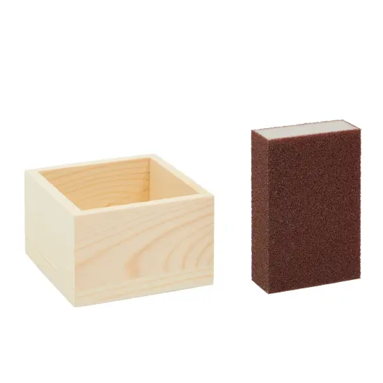 10 Unfinished Small Wooden Boxes for Crafts with 1 Sanding Sponge (4 In, 11 Pieces) Brown {5}
