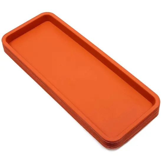 8 Pack Large Plastic Plant Drip Trays for Watering, Rectangular Planter Saucer Pans for Indoors, Outdoors, Garden Supplies (Terracotta Red, 16.5"L x 6.5"W) {5}