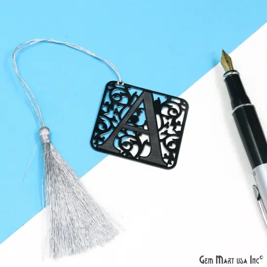 A Alphabet Bookmark With Tassel. Oxidized Bookmark, Reader Gift, Handmade Bookmark, Page Marker, Aesthetic Gift. 50mm {5}