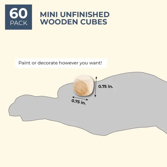 Unfinished Wooden Dice, Blank Square Blocks (0.75 in, 60-Pack) Brown {2}