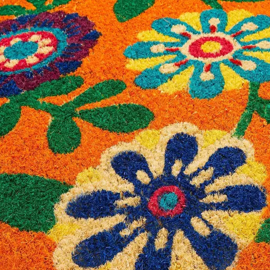 Juvale Summer Welcome Coir Floral Doormat for Outdoor Entrance, 17 x 30 Inches, Ideal for Door Entrance, Patio, Backyard, Laundry Brown {7}