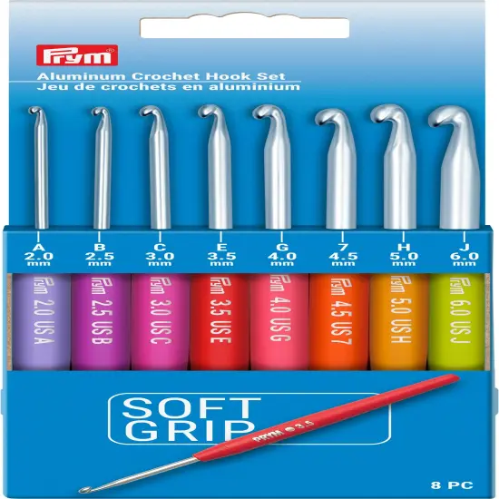 Prym Soft Grip Crochet Hook Set 8/Pkg-Sizes A/2mm To J/6mm {1}