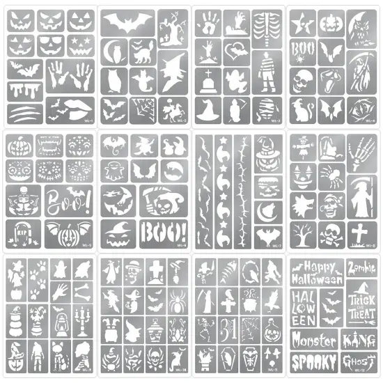 135 PCS Temporary Tattoo Stencils(Silver Halloween) {2}