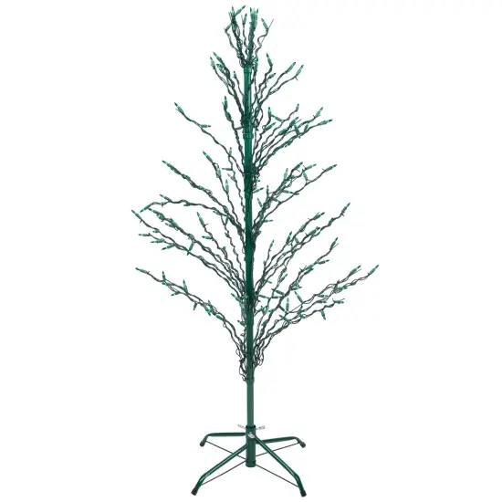 Northlight 4' Pre-Lit Green Slim Profile Cascade Twig Christmas Tree - Green Lights {3}