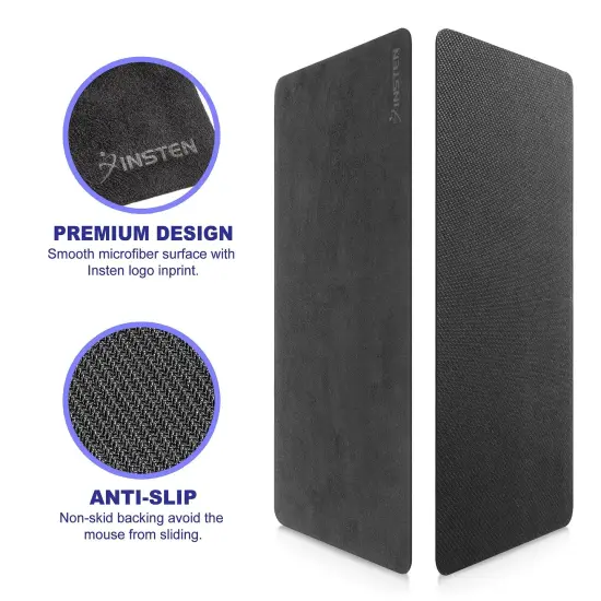 Insten Mouse Pad for Laptop Computer Desk Multi-Functional (Act as Screen Protector & Cleaning Cloth) (10.8 x 6.3") Black {5}