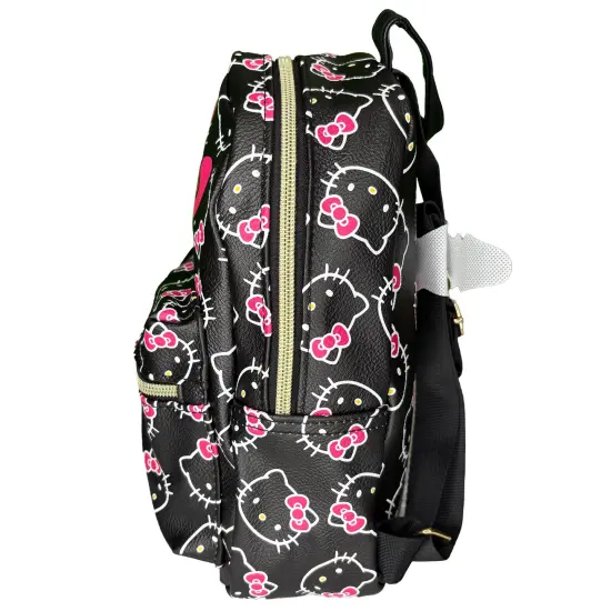 Hello Kitty Teen Bows All Over Print Polyester Mini Backpack, Black {5}