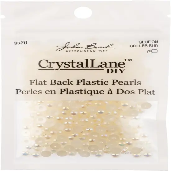 Crystal Lane DIY SS20(5mm) Plastic Pearl Flatback Rhinestones, 575pcs White AB {3}