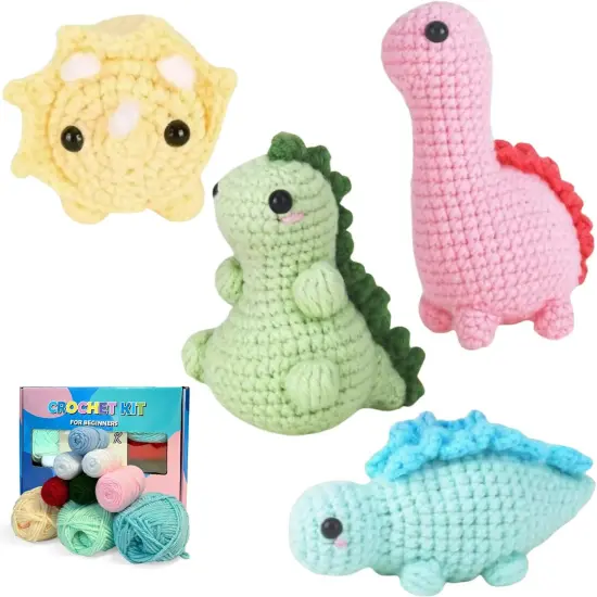 4 Pack Dinosaurs Crochet Kit (40%+ Yarn) {1}