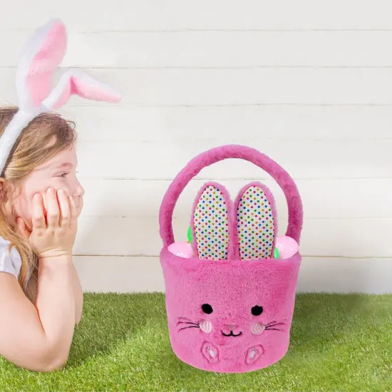 Set of 3pcs, Dia 7.9" * H 15.7", Plush Chick&Bunny&Unicorn Easter Basket Cute Easter Hunting Basket for Party Supplies Candy Gifts Storage {3}