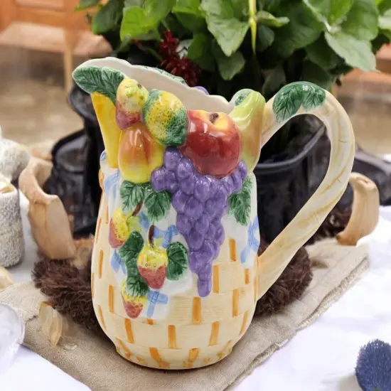 Ceramic Fruit Pitcher, Farmhouse Kitchen Decor, Gift for Her, Summer Afternoon Drink {2}