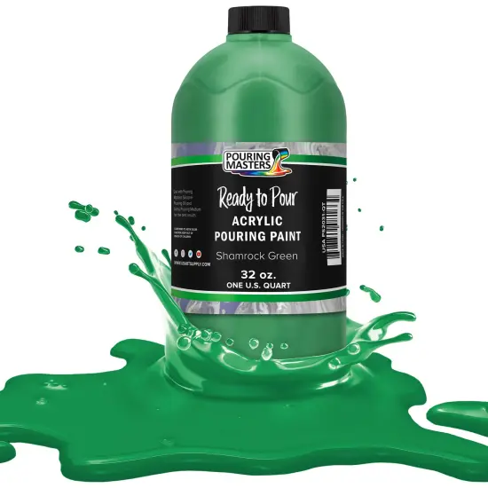Pouring Masters Shamrock Green Ready to Pour Acrylic Pouring Paint - Premium 32-Ounce Pre-Mixed Fluid Acrylic Paint - Fluid Art Supplies for Canvas, Wood, Paper, Tile & Rocks {1}