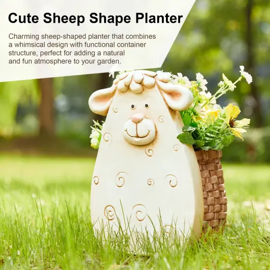 Set of 2 12.5'H/13"H MGO Cute Sheep/Cow Statue Planters {2}