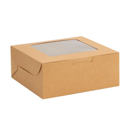 50 Pack 6x6 Dessert Boxes with Window, Bulk Bakery Containers for Cookies, Cupcakes (Kraft Paper) Brown {6}