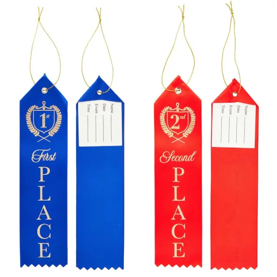 Award Ribbons, 1st, 2nd, 3rd Place, and Participant (2 x 8 In, 4 Colors, 100 Pack) Multicolor {3}