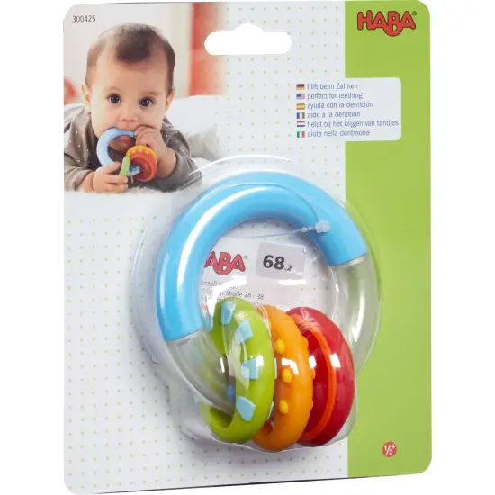 HABA Color Burst Silicone Teethers for Babies 6-18 Months - Rattle & Grasping Toy for Safe Sensory Development - Dishwasher Safe Baby Essentials Multicolor {5}