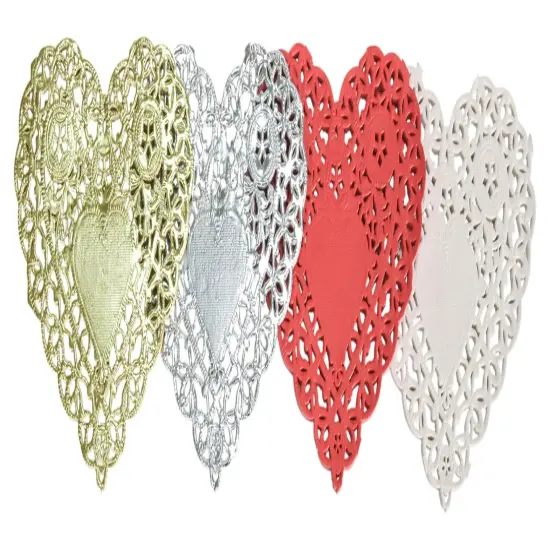 School Smart Paper Die-Cut Heart Lace Doily, 6 Inches, Assorted Color, Pack of 100 {1}