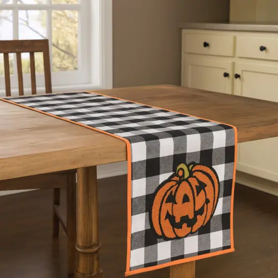 Jack-O-Lantern Check Halloween Pumpkin Table Runner 13" x 72" {4}
