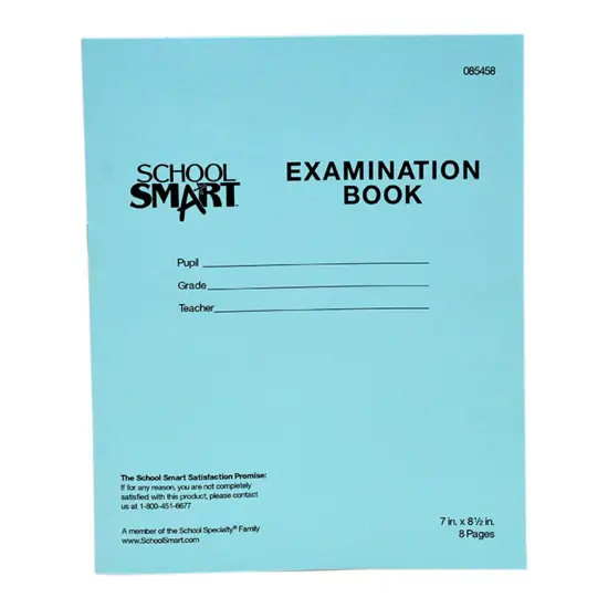 School Smart Examination Blue Books, 7 x 8-1/2 Inches, 8 Pages, Pack of 100 {3}