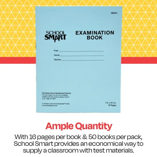 School Smart Examination Blue Books, 7 x 8-1/2 Inches, 16 Pages, Pack of 50 {6}