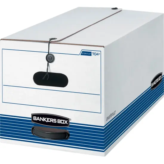 Bankers Box Liberty File Storage Box, Letter Size, 12 x 24x 10 Inches, White/Blue, Pack of 4 {1}