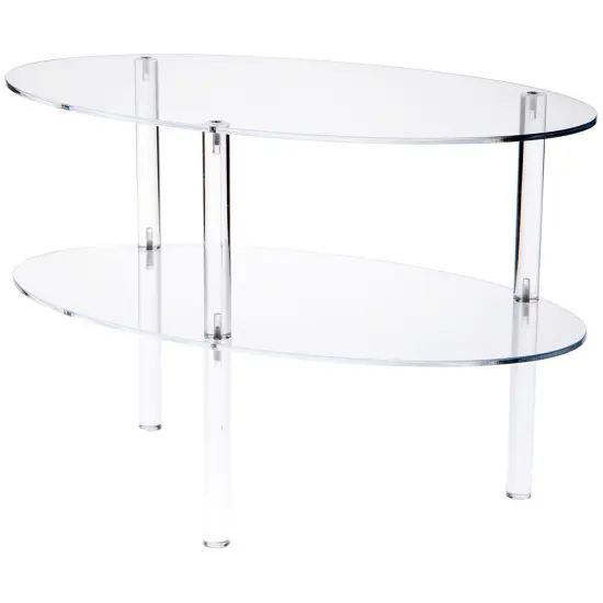 Plymor Clear Acrylic Oval Double Shelf Display, 18" W x 10" D x 12.25" H {2}