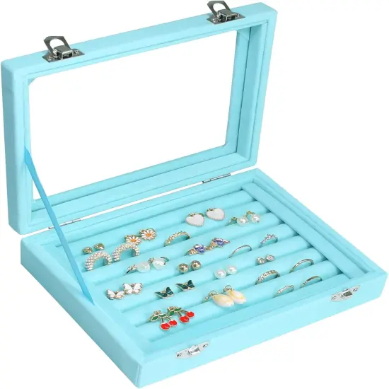 Rings Organizer Tray 7 Slots Velvet Jewelry Storage {1}