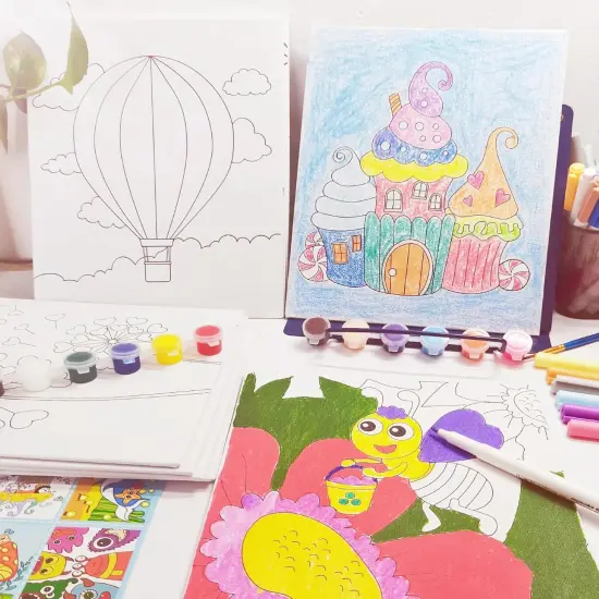 Kids Predrawn Canvas for Painting - 12Packs 8x10 Inch Painting Canvas Panels Acrylic Paint Board {4}