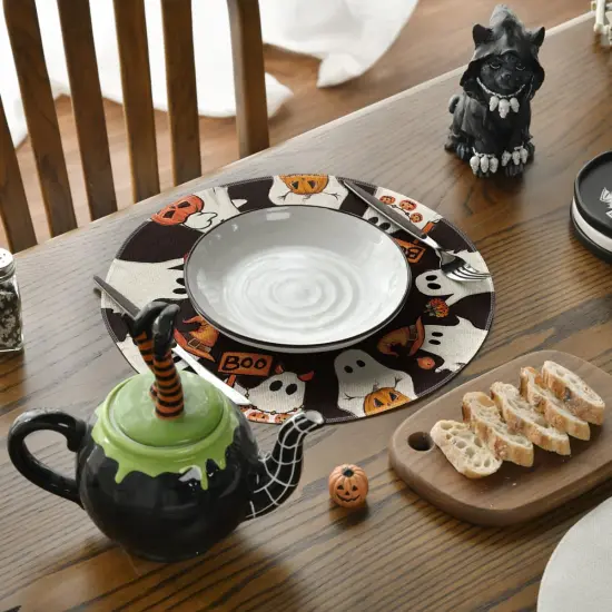Spooky Ghost Halloween Round Placemats Set of 4 {2}