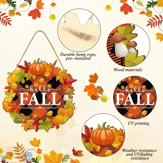 2 Pcs Fall Welcome Door Sign Fall (Pumpkin) {3}