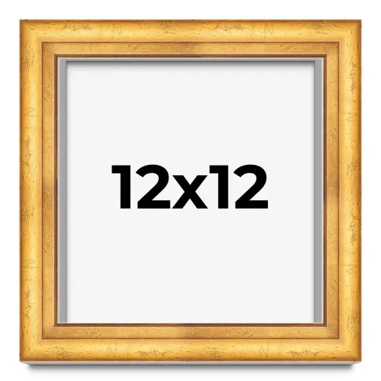 Square Shadow Box 1.75" Deep Gold Frame - UV Acrylic, Backing, Hanging Hardware {1}