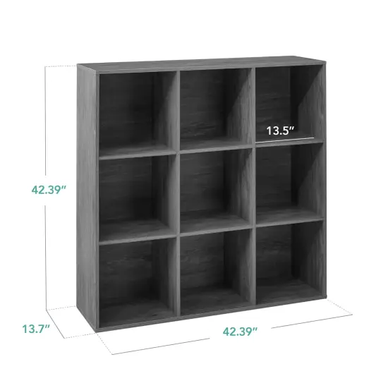 Best Choice Products 9-Cube Bookshelf, 13.5in Display Storage System, Organizer w/ Removable Back Panels Dark Gray {2}