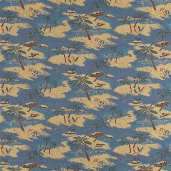 Island - Blue Novelty,Tropical & Botanical Upholstery Fabric 54 Inches" {1}