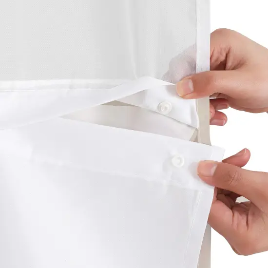 Americanflat 72x75 Hookless Shower Curtain - Abstract Khaki Cream Shower Curtain with Sheer Panel, Snap-In Liner, and Grommets - 100% Polyester {6}