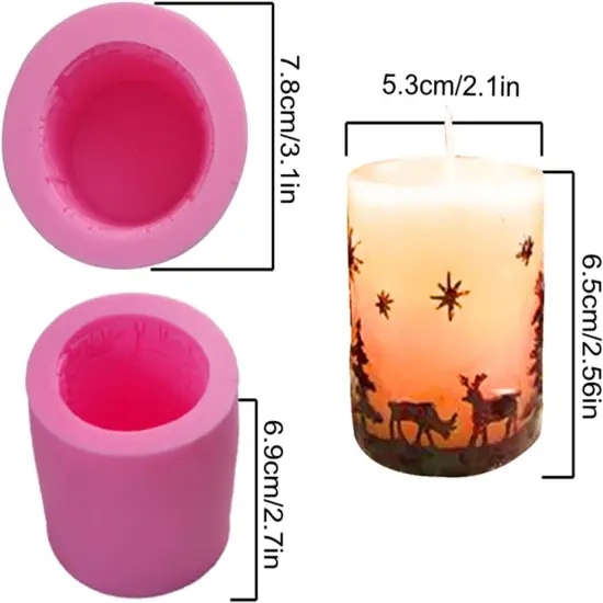 3D Cylinder Christmas Candle Molds,Silicone Soap Mold(Random Mold Color) {2}