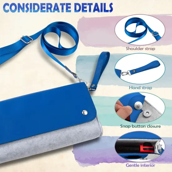 Insten Carrying Case Purse For Nintendo Switch and OLED Model, PU Leather Cover Travel Bag Sleeve Pouch, With Detachable Shoulder and Hand Strap For Girls Boys Women, Blue {4}