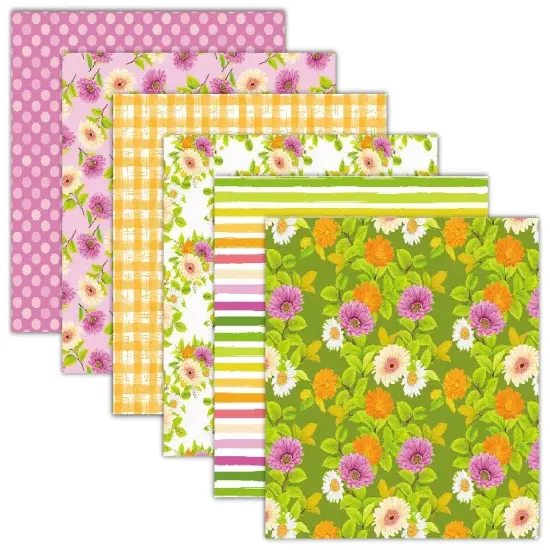 Spring Scrapbook Paper Pack. 12 Sheets of 15.2x15.2cm Heavyweight Paper Pad F07M2-3 AC230901-06 {3}