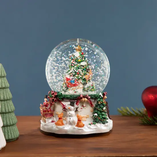 Northlight Musical Christmas Tree and Santa Claus Snow Globe - 6.75" Green {1}