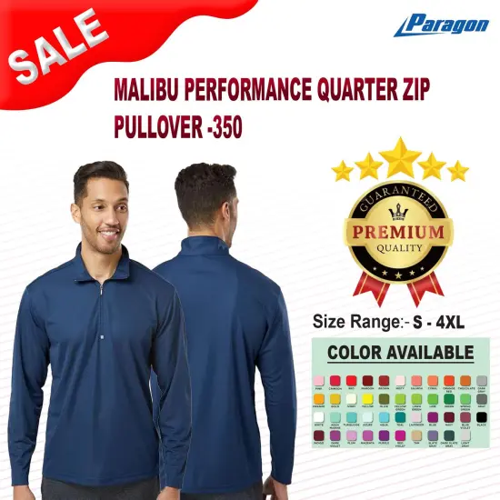 Paragon&reg; Malibu Performance Quarter Zip Pullover White {2}