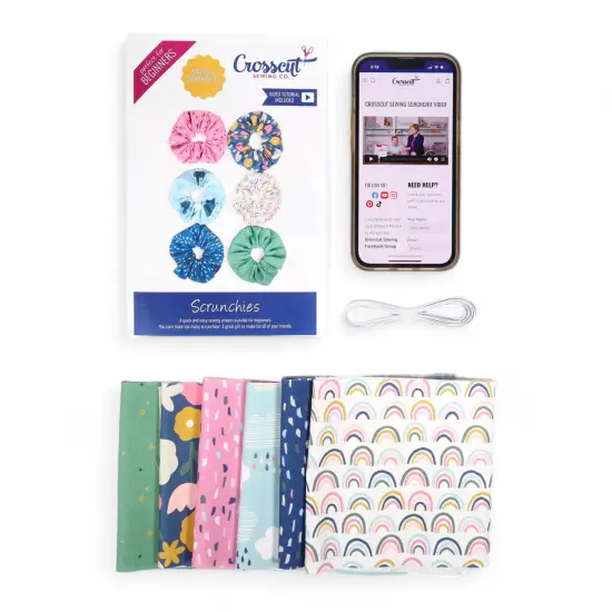 Crosscut Sewing Co.&reg; Scrunchie Sewing Project Kit for Beginners with Fabric, Instructions and Video Rainbow {5}
