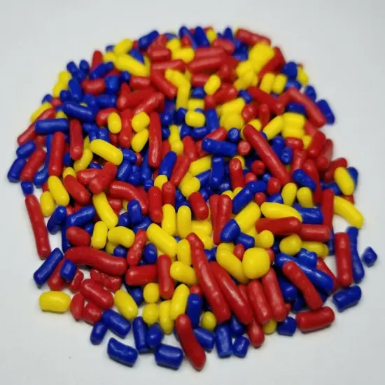 Red, Yellow, and Dark Blue Jimmies Edible Sprinkles - 4 oz {1}