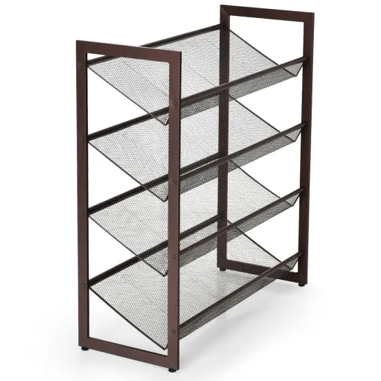 2/3/4 Tiers Flat and Slant Metal Shoe Rack for Entryway Hallway {3}