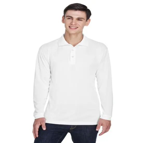 UltraClub&reg; Adult Cool & Dry Sport Long-Sleeve Polo Grey {4}