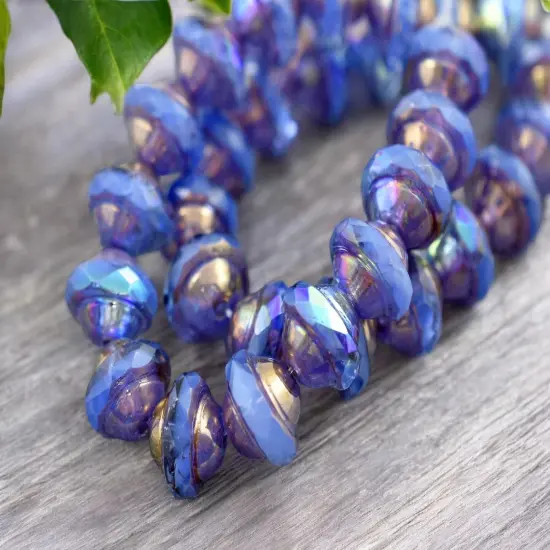 Bronze AB Washed Periwinkle Blue Saturn Beads - Choose Your Size {6}