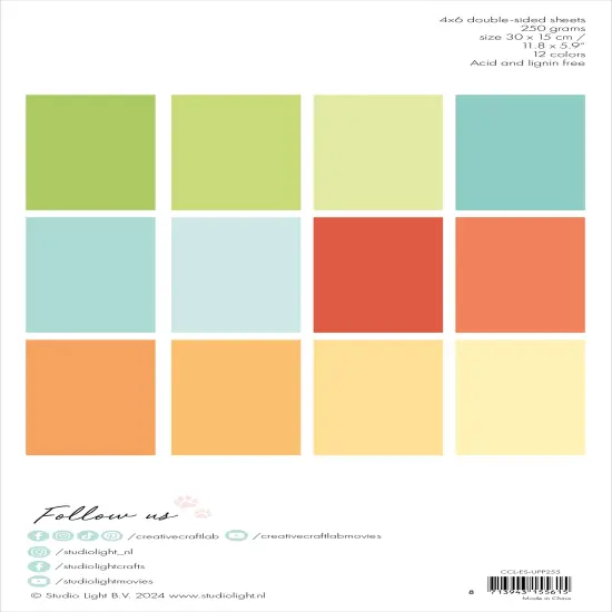 Studio Light Essentials Unicolor Paper Pad 5.9"X11.81"-Nr. 255, Brights {3}
