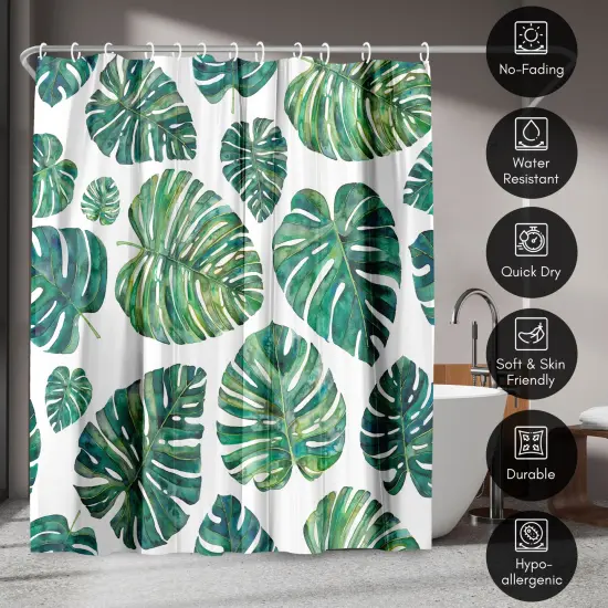 Americanflat 71" x 74" Shower Curtain, Tropical Leaves by Elena O'Neill {4}