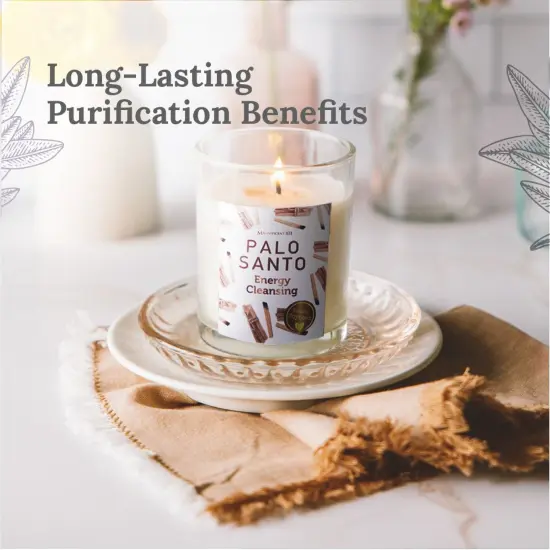 Magnificent 101 Set of 3 Long Lasting Palo Santo Smudge Candles - 42 Hour Burn, 3.5 Oz Each, Made with Soy Wax and Herb, Ideal for House Energy Cleansing, Meditation & Manifestation Multicolor {1}