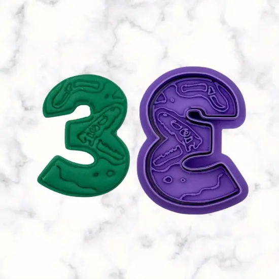 Dinosaur Number 3 Cookie Cutter and Stamp {1}