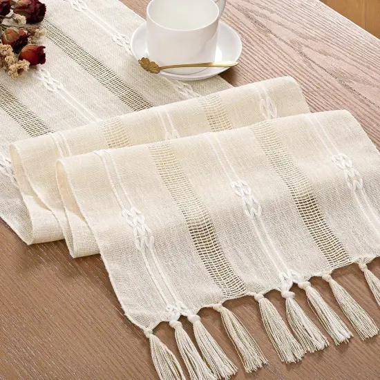 Macrame Woven Coffee Table Runner {4}