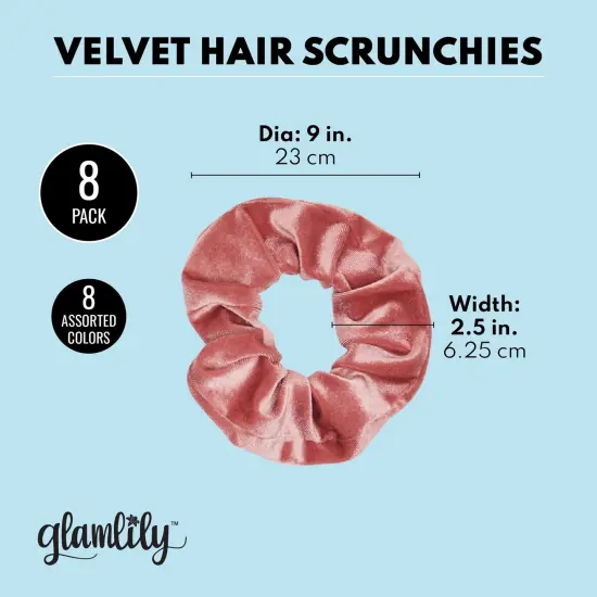 8 Pcs Velvet Jumbo Hair Scrunchies for Girls, Women, Elastic Ties Bands, Cute Ponytail Holder Styling Accessories, 8 Colors Multicolor {3}